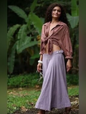 NWOT Free People Free-est Margaux Lavender Cotton Circle Midi Skirt Size XS